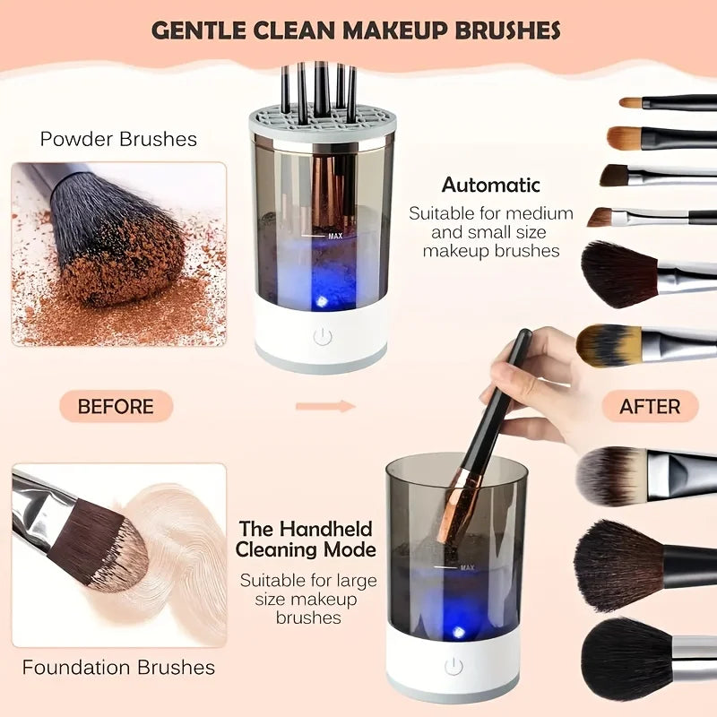 Electric Makeup Brush Cleaner USB Plug Portable w/ Tool Holder